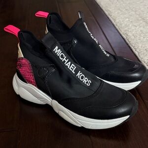 Michael Kors Black and Pink Slip-On Sneakers